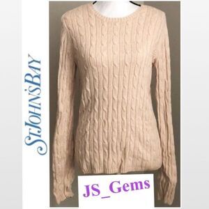 Petite Large Classic Ribbed Cable Knit Tan Sweater